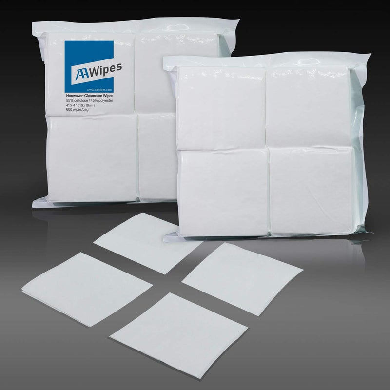 AAwipes Cleanroom Wipes Lint Free Wipes 4" x 4" Cellulose/Polyester Blend (4" x 4"-600 Pcs) Nonwoven Wipers (NW06804) - Image 2